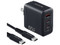 Cargador de Pared Adata Charger U de 65W, 2 puertos USB-C PD 3.0 y 1 puerto USB-A QC 3.0, Incluye Cable USB Tipo C de 2m, Color Negro.