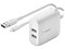 Cargador de Pared Belkin de 24W con 2 puertos USB. Color Blanco.