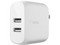 Cargador de Pared Belkin de 24W con 2 puertos USB. Color Blanco.