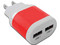 Cargador para pared BROBOTIX de 2 conectores USB, color Rojo