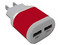 Cargador para pared BRobotix 161264R de 2 puertos, USB. Color Rojo.