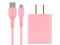 Cargador de Pared BRobotix de Carga Rápida, 2.1A, Incluye Cable USB-A a USB-C. Color Rosa.