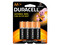 Paquete de baterías Duracell con 4 baterías AA alcalinas.