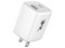 Cargador AC AmpNergy, Dual USB-C PD, 20W, Universal, Blanco, Sin Cable.