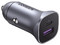 Cargador de Auto Ugreen de 30W, Voltaje de entrada 12 y 24 Vcd, 1 puerto USB-C PD3.0, 1 puertos USB-A QC4.0, Carga rápida. Color Gris.