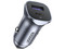 Cargador de Auto Ugreen de 30W, Voltaje de entrada 12 y 24 Vcd, 1 puerto USB-C PD3.0, 1 puertos USB-A QC4.0, Carga rápida. Color Gris.