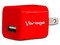 Cargador de pared Vorago AU-105 con 1 puerto USB. Color rojo.