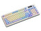Teclado Gamer AULA S99 Pro, Iluminación RGB, Bluetooth, Receptor USB, USB Tipo C. Color Azul y Morado. (Versión en Español).
