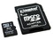 Memoria Kingston microSDHC de 4GB Clase 10, incluye adaptador SD.