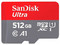 Memoria microSDXC SanDisk SDSQUA4-512G-GN6MA de 512 GB, Clase 10 incluye adaptador SD.