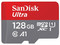 Memoria SanDisk Ultra MicroSDHC UHS-I U1 de 128 GB, Clase 10, incluye adaptador SD.