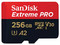 Memoria SanDisk Extreme PRO MicroSDXC UHS-I U3 de 256GB, Clase 10.