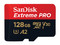 Memoria Sandisk Extreme Pro MicroSDXC UHS-II U3, V30, A2, clase 10 de 128GB.