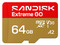 Memoria MicroSDXC SanDisk Extreme GO de 64GB, UHS-I, V30.
