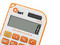Calculadora de Mano Qian QYD-164EC-01, 8 Dígitos, Teclas de Plástico, Batería Solar. Color Blanco y Naranja.