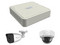 NVR HiLook NVR-104H-D/4P(C) de 2 MP, 4 canales Ethernet, Salida de video HDMI (4K), VGA, no incluye disco duro, Color Blanco. Incluye 2 Cámaras IP tipo bala y 2 Cámaras IP tipo domo.