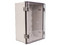 Gabinete de plástico para exteriores SBE TECH TR15015090, con cubierta transparente.