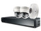 Kit de seguridad Samsung con DVR SRN-437S de 4 canales, 2 cámaras IP tipo Domo SND-L6013R y 1 cámara tipo ojo de pescado, Incluye disco duro de 1 TB.