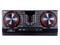 Minicomponente LG CJ45, 720W/480W, USB, 3.5mm, Bluetooth. Color negro/rojo.