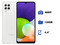 Smartphone Samsung Galaxy A22:
Procesador MediaTek Helio G80,
Memoria RAM de 4GB, Almacenamiento de 128GB,
Pantalla LED de 6.4