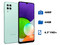 Smartphone Samsung Galaxy A22:
Procesador Dimensity 700 (hasta 2.20 GHz),
Memoria RAM de 4GB, Almacenamiento de 64GB,
Pantalla LED Multi Touch de 6.3