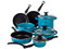 Batería de Cocina Cinsa Pontevedra, 11 Piezas, acero vitrificado, color azul.