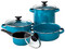 Batería de Cocina Cinsa Pontevedra, 11 Piezas, acero vitrificado, color azul.