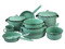 Batería de Cocina Cinsa Yaqui 321000, 13 Piezas, Peltre con Recubrimiento Vitrificado. Color Verde Jade.