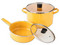 Batería de Cocina Cinsa Praktica de 12 Piezas, Tapas de Vidrio, Color Amarillo.
