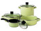 Batería de Cocina Cinsa Pontevedra de 11 Piezas, Tapas de Vidrio, Color Verde.