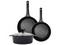 Set Queen Sense Olla de 24 cm y Sarténes de 24 y 28 cm con tapa. Color Negro SJM031-01