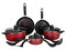 Batería de Aluminio T-FAL Expert Chef de 12 piezas, 2 Ollas, 2 Sartenes, 1 Cacerola, 4 Utensilios, Color Rojo.