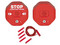 Alarma de puerta STI-6404 Exit Stopper para puerta doble con sirena remota de 105dB. Color Rojo