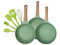 Juego de Sartenes Queen Sense KSJ002-05, Medidas 20/26/28 cm, Incluye 5 utensilios, Color Jade.