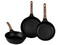 Juego de Sartenes Queen Sense Onix Pro (SKJ013-01) incluye sartenes de 22 cm, 24 cm y 28 cm, con recubrimiento antiadherente y mangos ergonómicos, aptos para todo tipo de cocinas.