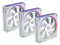 Kit 3 Ventiladores Para PC Eolox Bora EXB85 Diseño Cuadrado 120 mm 600 - 1600 RPM PWM 4 Pin Aurea RGB Color Azender Negro.