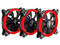 Kit de 3 Ventiladores Yeyian Typhoon con iluminación LED, 120 mm. Color Rojo.