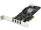 Adaptador Tarjeta PCI Express PCI-E 4 Puertos USB 3.0 UASP 2 Canales de 5Gbps con Alimentación Molex SATA.