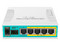 Router MikroTik RB960PGS de 5 puertos Gigabit Ethernet PoE 802.3at, 1 puerto SFP y 1 puerto USB.